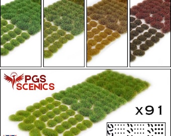 Static Grass Tufts – Mixed Size 2+4+6mm Model Scenery, Wargame Railway (x91 Tufts)