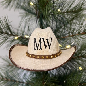 Personalize your own cowboy hat - add your name / initials to a cowboy hat ornament - country ornaments - farmhouse style Christmas tree