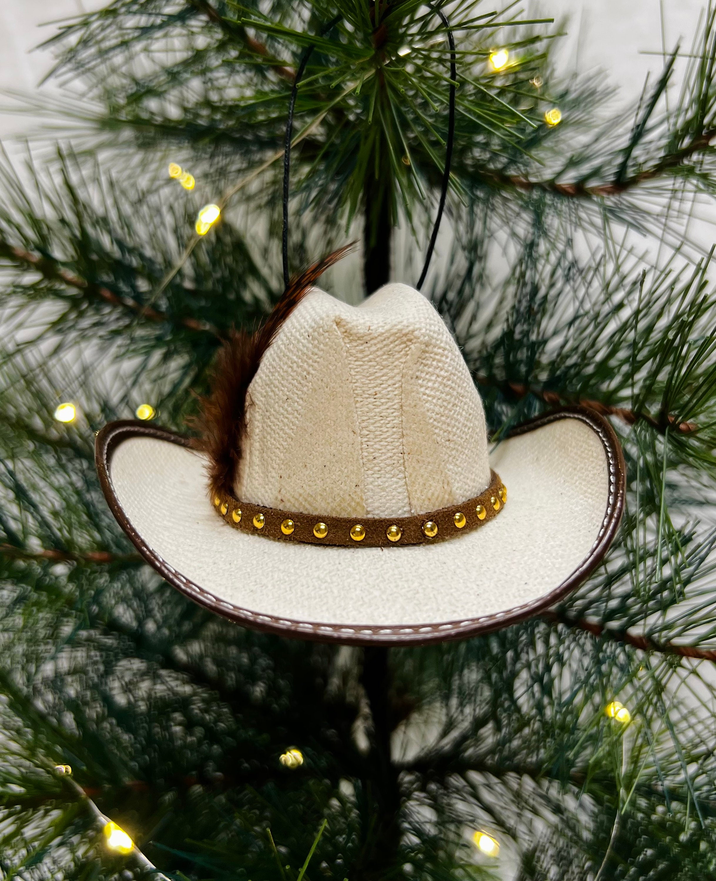 Cowboy Hat Christmas Tree Decoration Add Your Initials Etsy