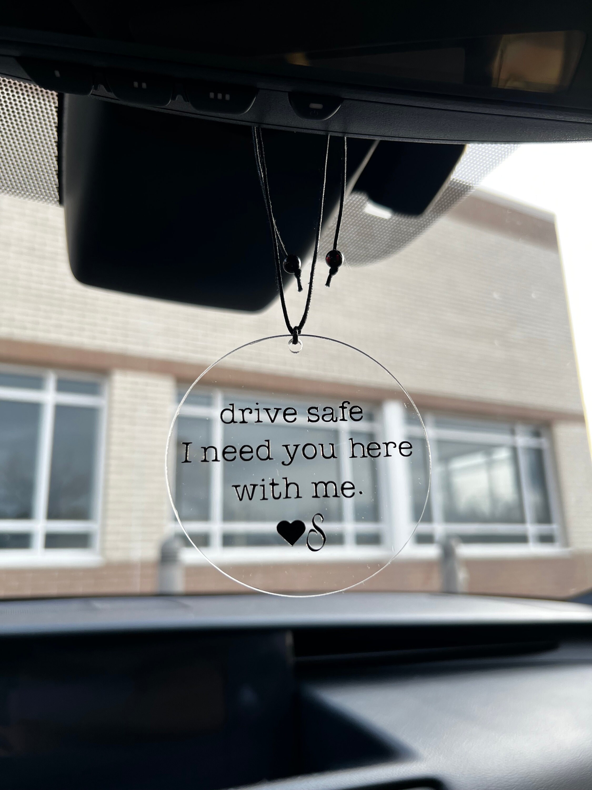 Custom Photo Drive Safe I Need You Here With Me - Personalized Acrylic Car Hanger P100834