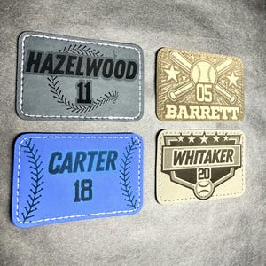 Personalisierte Baseball thema Klettverschluss Taschenaufnäher - Gravur Name, 3 x 2 Zoll