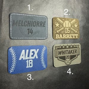Personalized Baseball theme hook and loop Bag Patch – Engraved Name, 3x2 inch