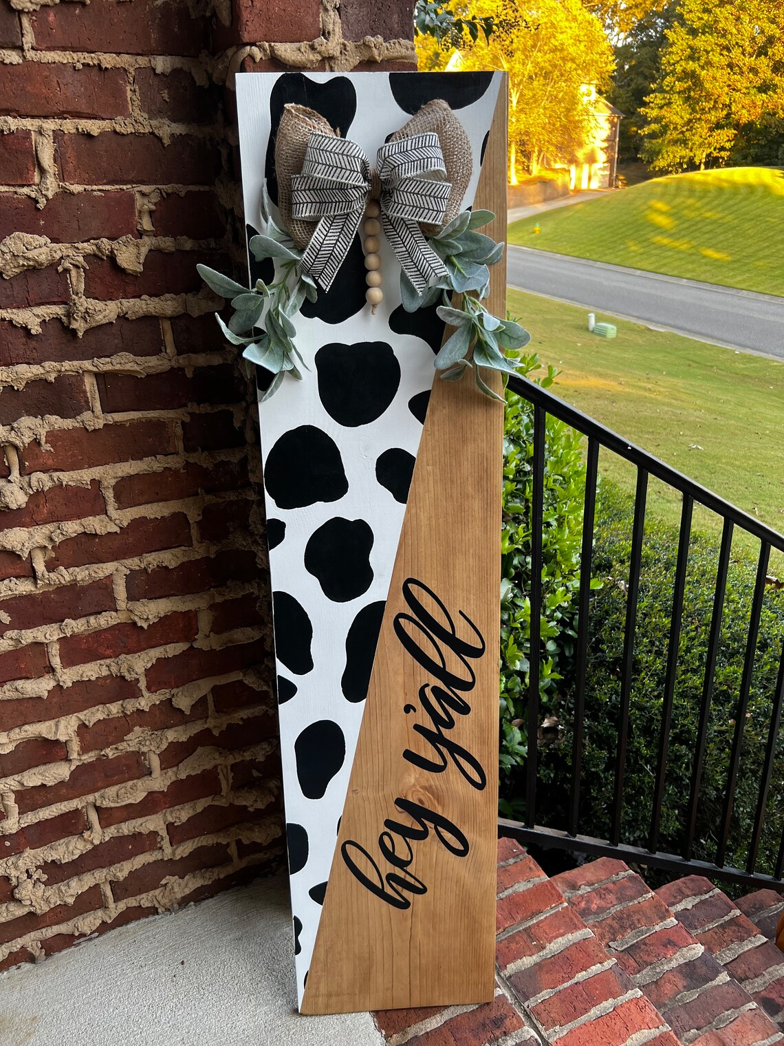 Cow Print Porch Leaner Tall Leaning Porch Sign Farmhouse Etsy