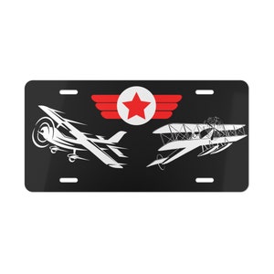 Etiqueta de carro de vaidade de aviação vintage | Presente para militares, veteranos, pilotos | Placa de licença de avião