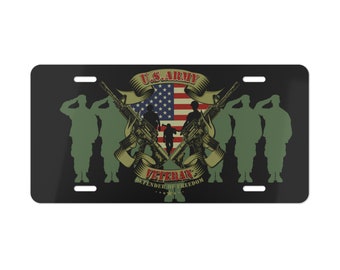 US Army Veteran License Plate | Patriotic Aluminum Car Tag