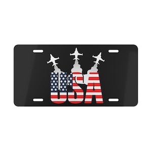 Patriotic Car Tag | USA Flag License Plate | Gift for Veteran, Military, Air Force, Enlisted, Deployed