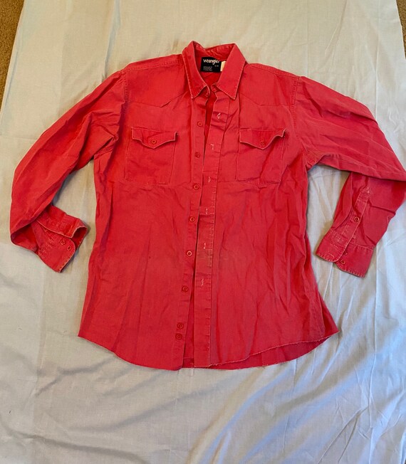 Vintage Wrangler Mens Jean Shirt Red 