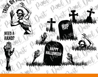 Zombie body parts, instant download cut file, printable, die-cut, svg, eps, dxf, png, clipart, ready for cricut and silhouette for Halloween