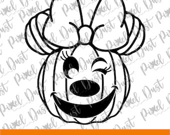 Minnie Mouse Halloween Pumpkin Winking Face SVG, EPS, PNG, Cricut ready, Instant Download