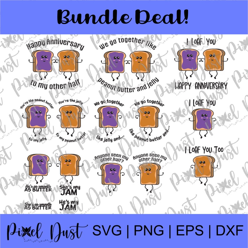 Peanut Butter and Jelly Graphic With Sayings in Svg, Eps, Png, Dxf