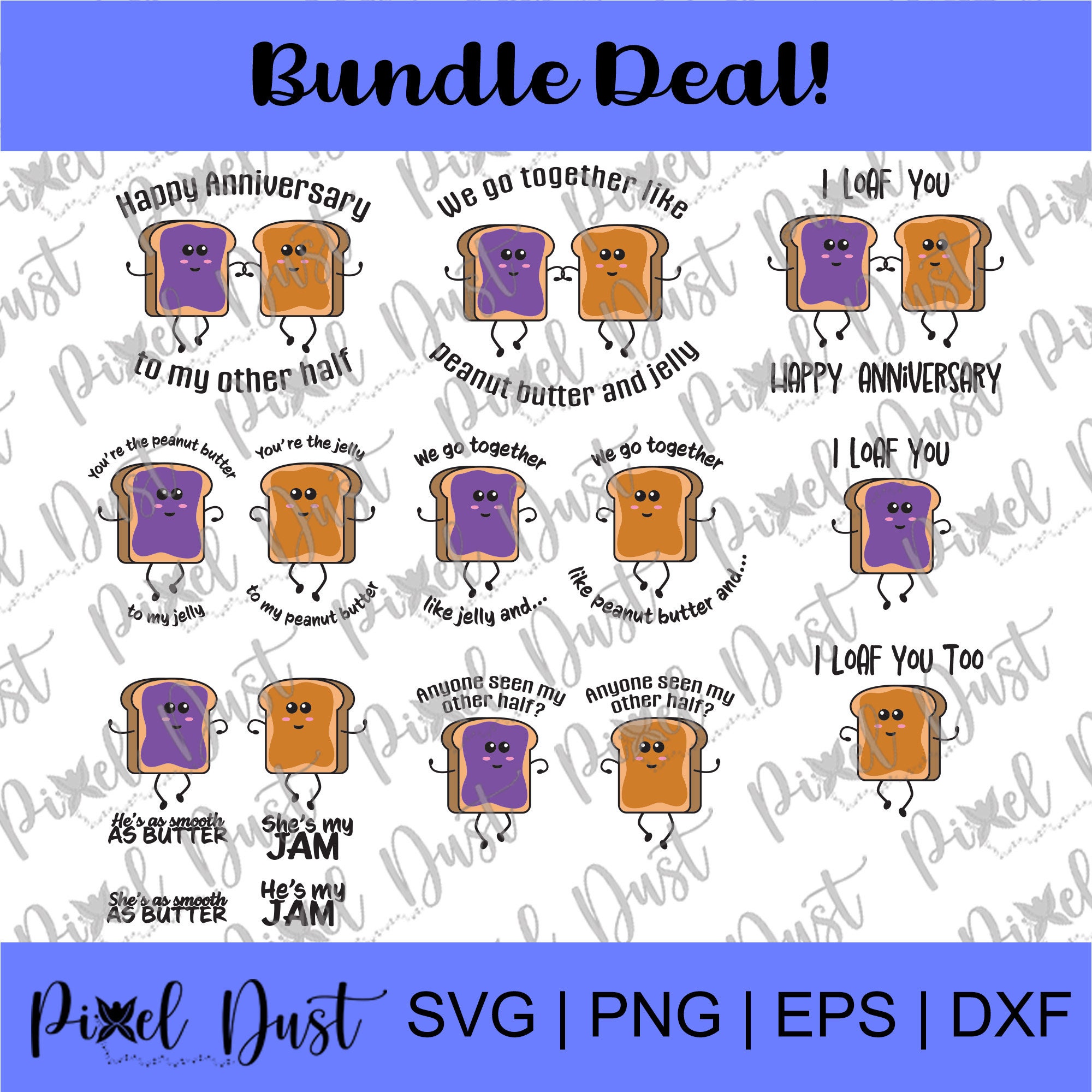 Peanut Butter and Jelly Graphic With Sayings in Svg, Eps, Png, Dxf