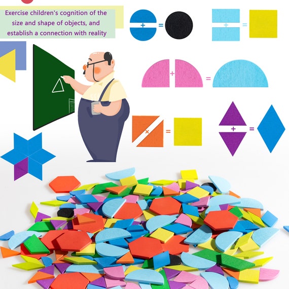 Holz Muster Blocke Set Geometrische Form Puzzle Kinder Montessori Tangram 
