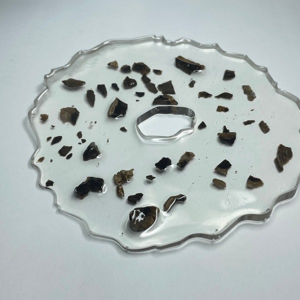 Flat Petrified Tree in Resin with Hole