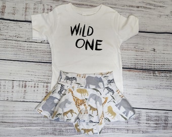 wild one first birthday outfit girl, zoo birthday shirt & skirted bummies, safari birthday outfit, 1st birthday gift for granddaughter, cake