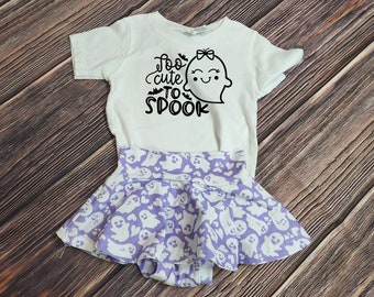 Spooky cute ghost shirt, cute ghost outfit baby, spooky cute Halloween outfits for girls, baby girl bummies set, newborn girl Halloween set