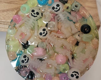 Almohadilla reutilizable estilo gótico pastel - juguete sensorial con forma de esqueleto adorable y espeluznante - herramienta suave y tenebrosa para pellizcar la piel