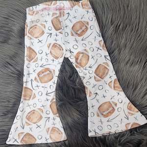 Toddler Football Bell Bottoms Outfit: Game Day Shirt & Bow