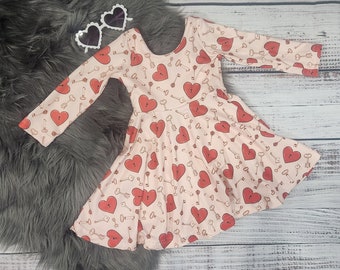 Valentines day dress for girls, heart dress for girls, twirl dress toddler, valentines dress baby girl, toddler valentines day outfit, gift