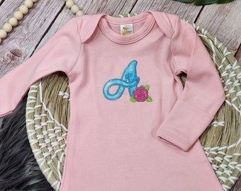 Custom monogram baby gown for girls, personalized baby girl coming home outfit newborn girl hospital outfit, initial baby clothes, infant