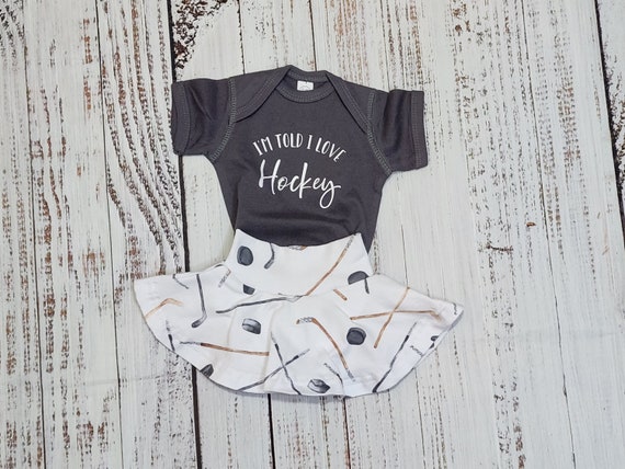 Baby girl hockey outfit, game day hockey shirt, fall outfit for toddlers, ice hockey spirit shirt, bell bottoms, baby bodysuit