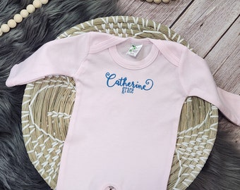 Personalized baby girl coming home outfit baby girl newborn photography outfit, newborn sleeper and hat, monogrammed romper, custom infant