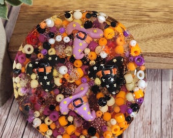 witchy picky pads reusable with tray, spooky fidget toys, halloween fidget, remeltable skin picking fidget, pick pad remelt kit,