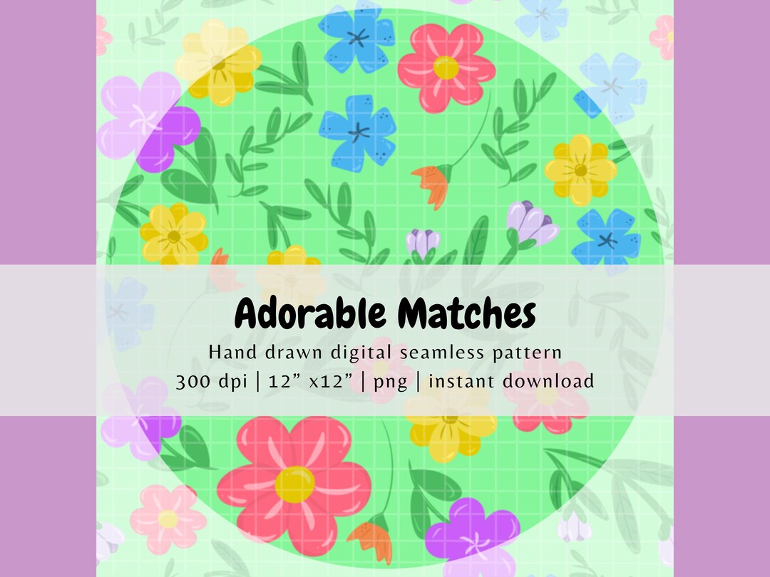 Colorful Floral Seamless Pattern, Hand Drawn Spring Flower Digital ...