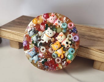 Alfombrilla reutilizable Kawaii Cat - Juguete sensorial Cutecore Kitten Charm para aliviar la sensación de pellizco en la piel