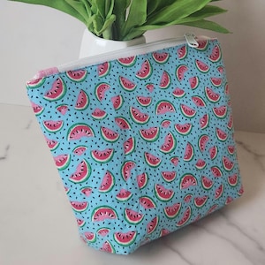 Watermelon Pouch: Handmade Cotton Zippered Cosmetic Bag