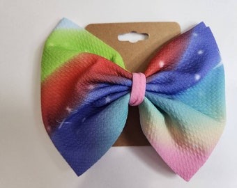 rainbow hair bow for girls, easter basket filler for toddler girls, pigtail bow set, rainbow baby gift for girls