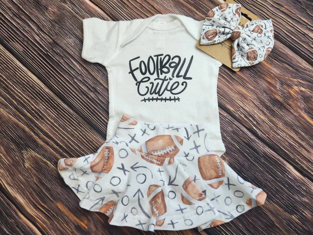 Baby Girl Football Outfit With Bow, Game Day Football Shirt, Fall