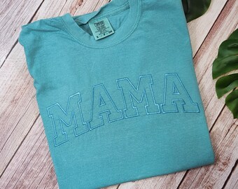 personalized mama shirt best sellers, seafoam green mom shirt birthday gifts for her, cute Mothers day gifts for new moms, plus size mommy