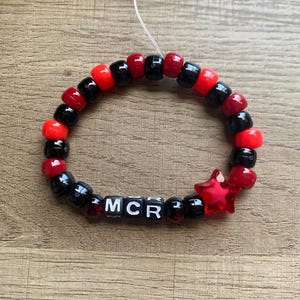 My Chemical Romance/ MCR beaded bracelets I’m Not Okay/ Black Parade/ emo/ goth/ jewelry/ early 2000s/ music/ artist/ gift ideas/ red/ star