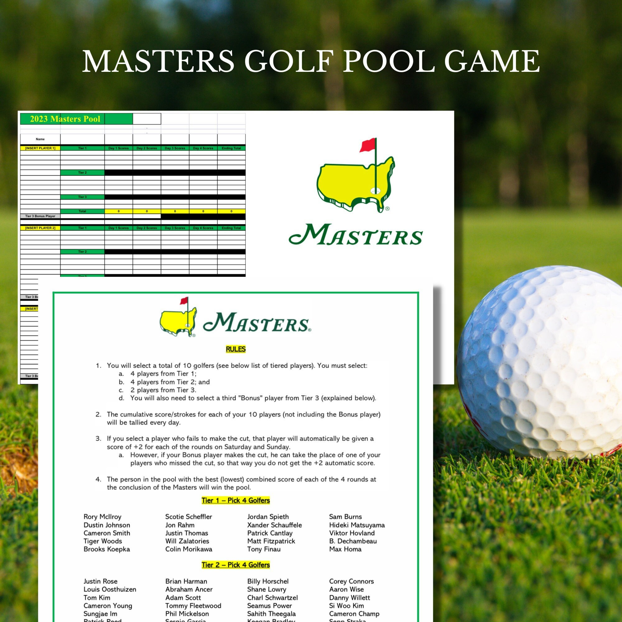 Masters Golf, Pool Game, Golf Prediction Game, Watch Party Games, Masters,  Golf, Masters Golf Party