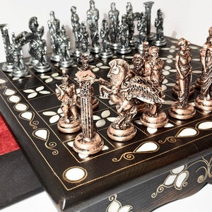 Personalized Wooden Chess Set, Gift for him boyfriend Valentines, Personalized gift, Handmade Chess Board, Chess Pieces, Gift for him unique