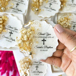 Regalo de bautismo para invitados, Bautizo, Primera comunión, Regalo de confirmación, Dedicación, Recuerdos de la Sagrada Eucaristía, Imán de resina para nevera, Epoxy