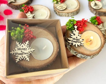 Merry Christmas Gifts, Wooden Tealight holder, Holiday Favor, Gifts for Guests, Stocking Filler Favor, Christmas Little Gift, New year,