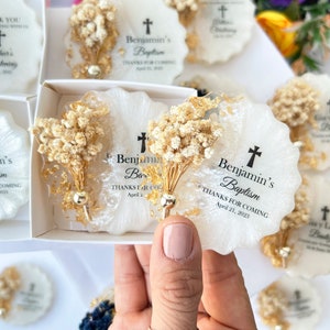 Baptism favors for guest, Christening, First communion, Confirmation gift, Dedication, Holy Eucharist favors, Resin Fridge Magnet, Epoxy zdjęcie 1
