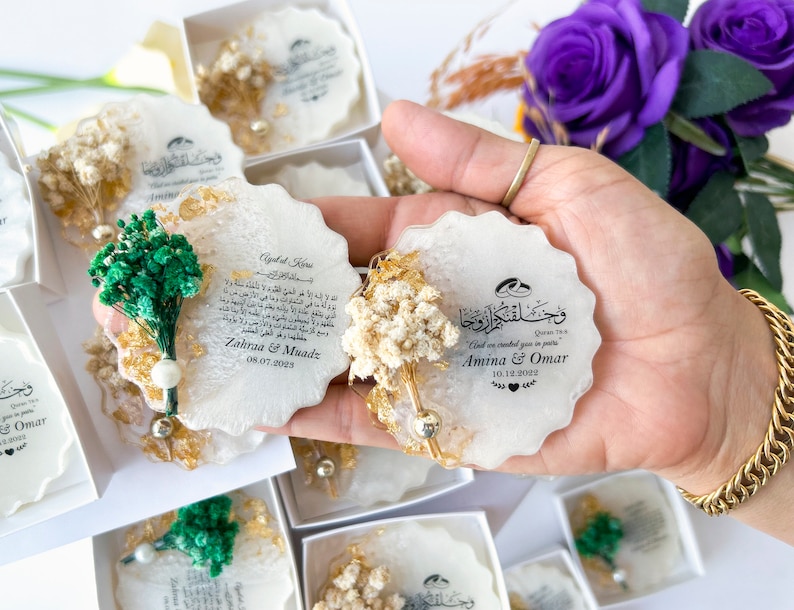 Islamitische bruiloft Nikah gunst, Ayatul Kursi magneet gunst, hars magneet, moslim epoxy magneet gunsten, babyshower gunsten, magneet verjaardagscadeau afbeelding 4