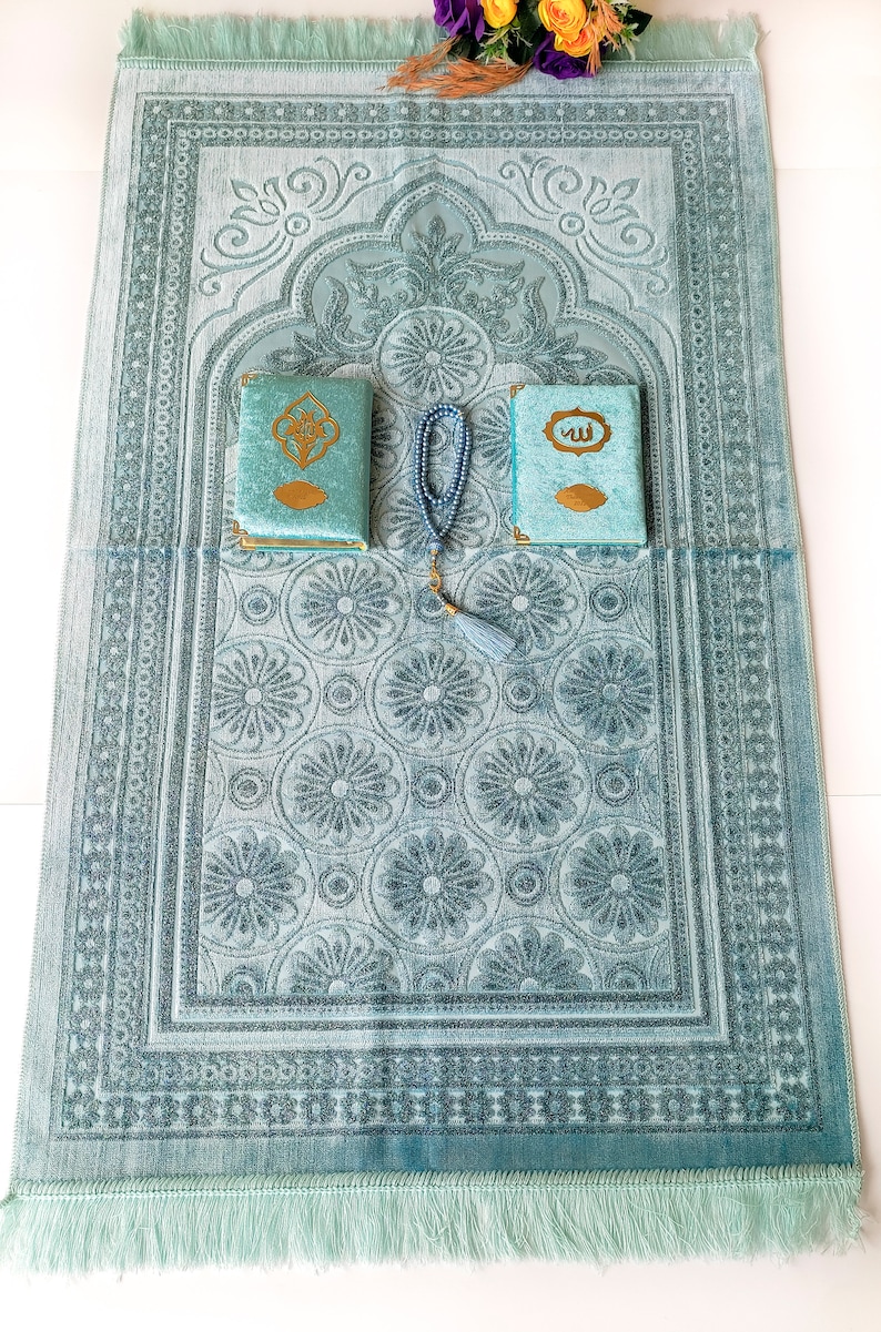 Velvet Prayer Mat, Eid Gifts, Sejadah, Quran Yaseen Gift Set, Prayer Rug Muslim Man, Islamic Muslim Gift, Muslim Wedding Gift image 7