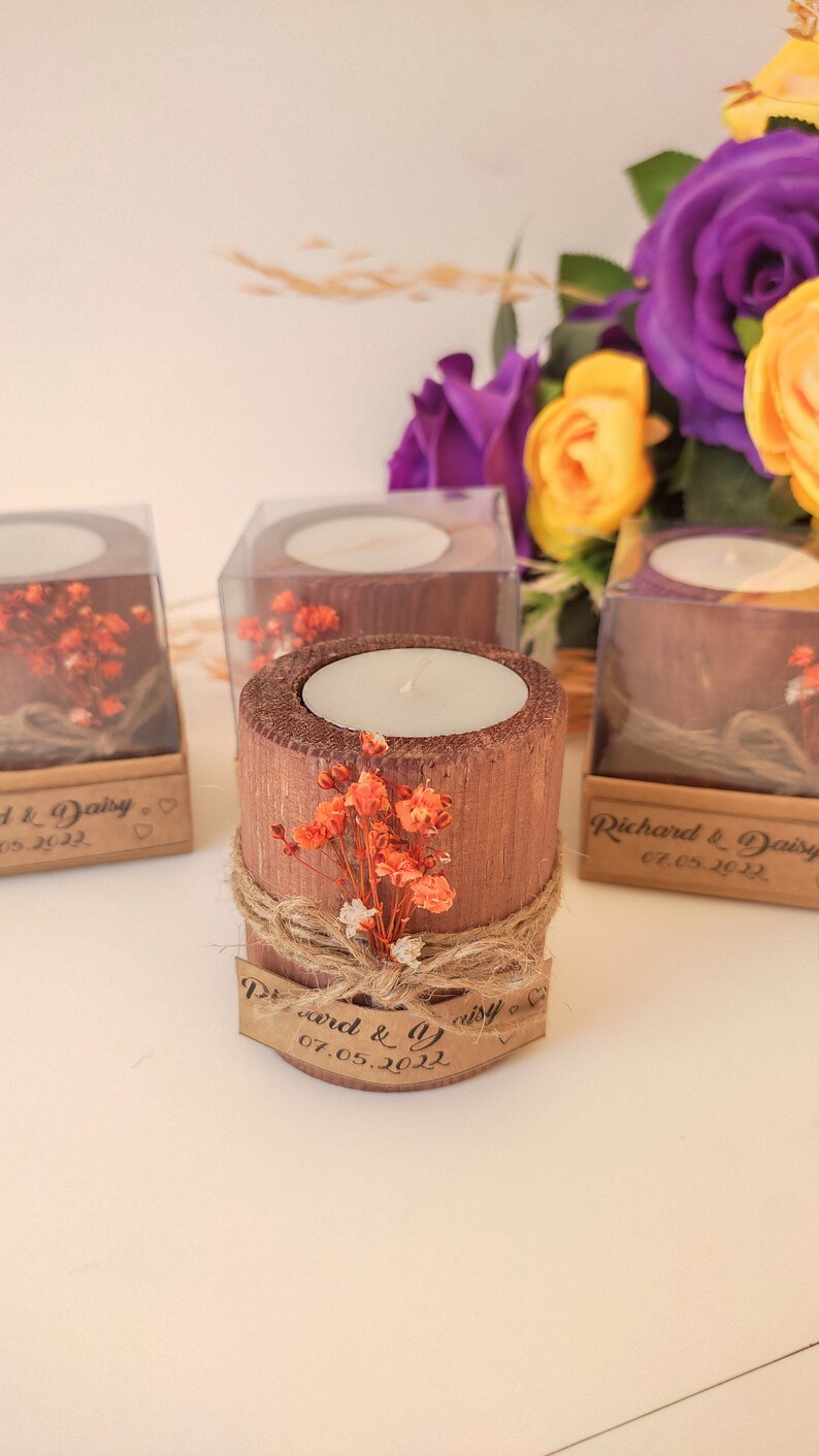 Wooden Tealight Candle Holder, Wedding Party Favors for Guests in Bulk ...
