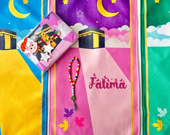 Alfombra de oración infantil personalizada, alfombra de oración para niños, Janamaz para niños, regalos islámicos para niños, alfombra de oración para bebés, Sejadah para niños, regalo de Eid