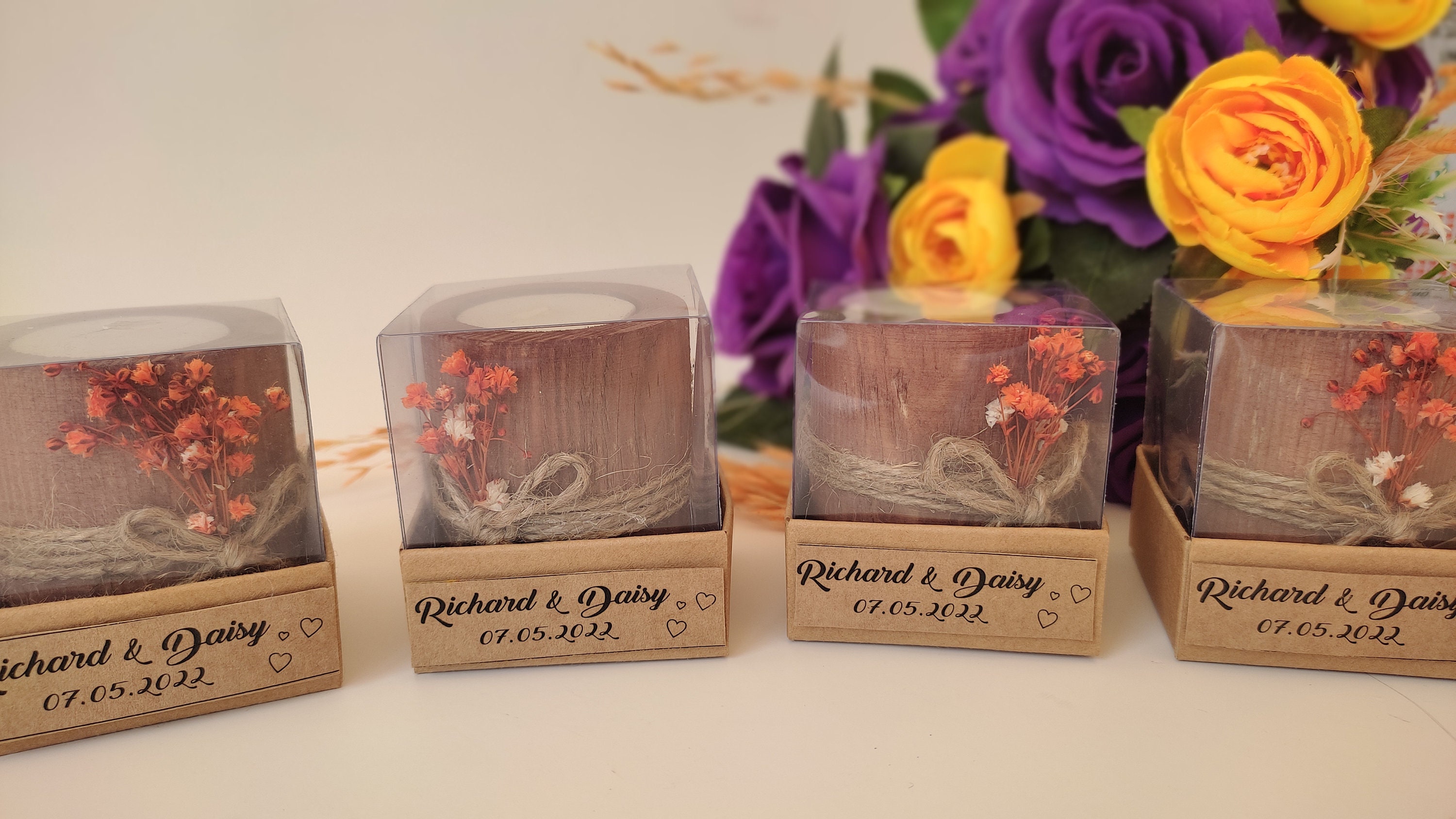 Wooden Tealight Candle Holder, Wedding Party Favors for Guests in Bulk ...