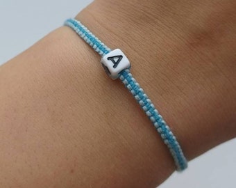 Personalised Initial Letter Bead Thread Friendship Bracelet Reversible