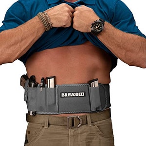 BRAVOBELT Belly Band Holster for Concealed Carry - Athletic Flex FIT for Running, Jogging, Hiking | for Men & Women (Grey Ghost)