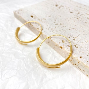 Vintage Matte Gold Hoop Earrings • Minimal Design • Gift for Her