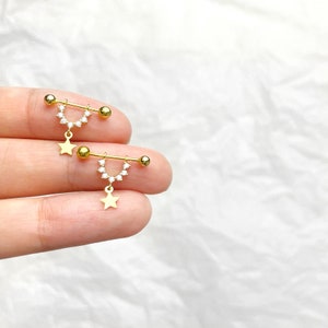 Star & Moon-kraakbeenpiercing met schroefsluiting • Prachtig ontwerp • Cadeau voor haar
