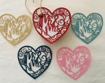 Heart Shaped Birdseed Ornament Vegan Made w/o Gelatin 3" Wide Wedding Custom Orders "Mr. & Mrs."