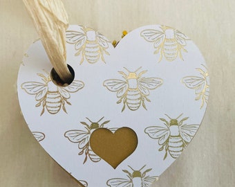 Napoleon Bee Theme  Heart Shaped Birdseed Ornament Vegan Made w/o Gelatin 3" Wide Party Favors Gifts