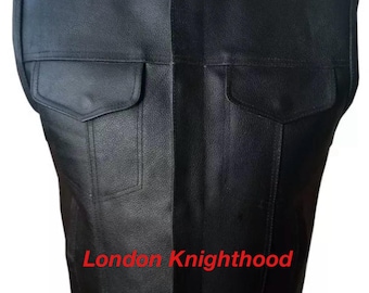 Mens Son Of Anarchy Black Real Genuine Leather Vest Motorcycle Biker Waistcoat